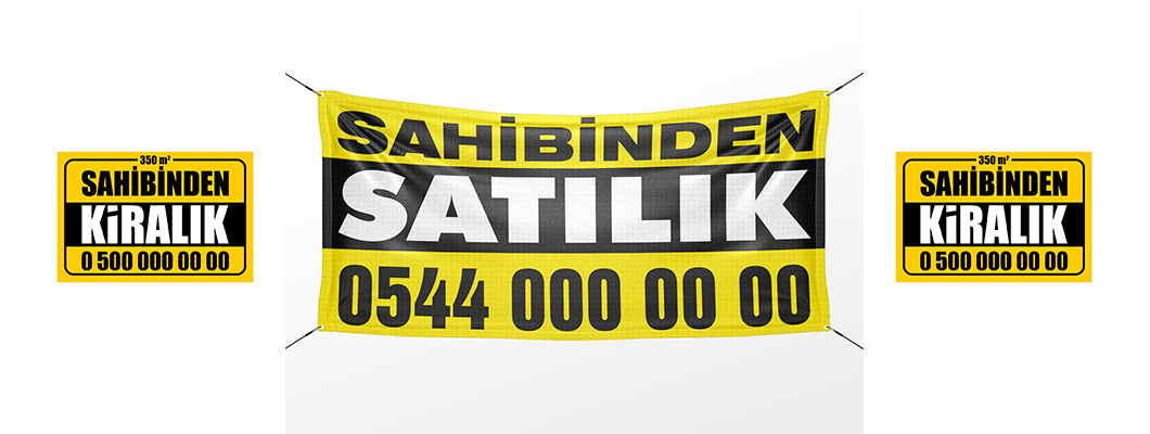 Sahibinden Satılık veya Kiralık Yazısı Branda Baskı